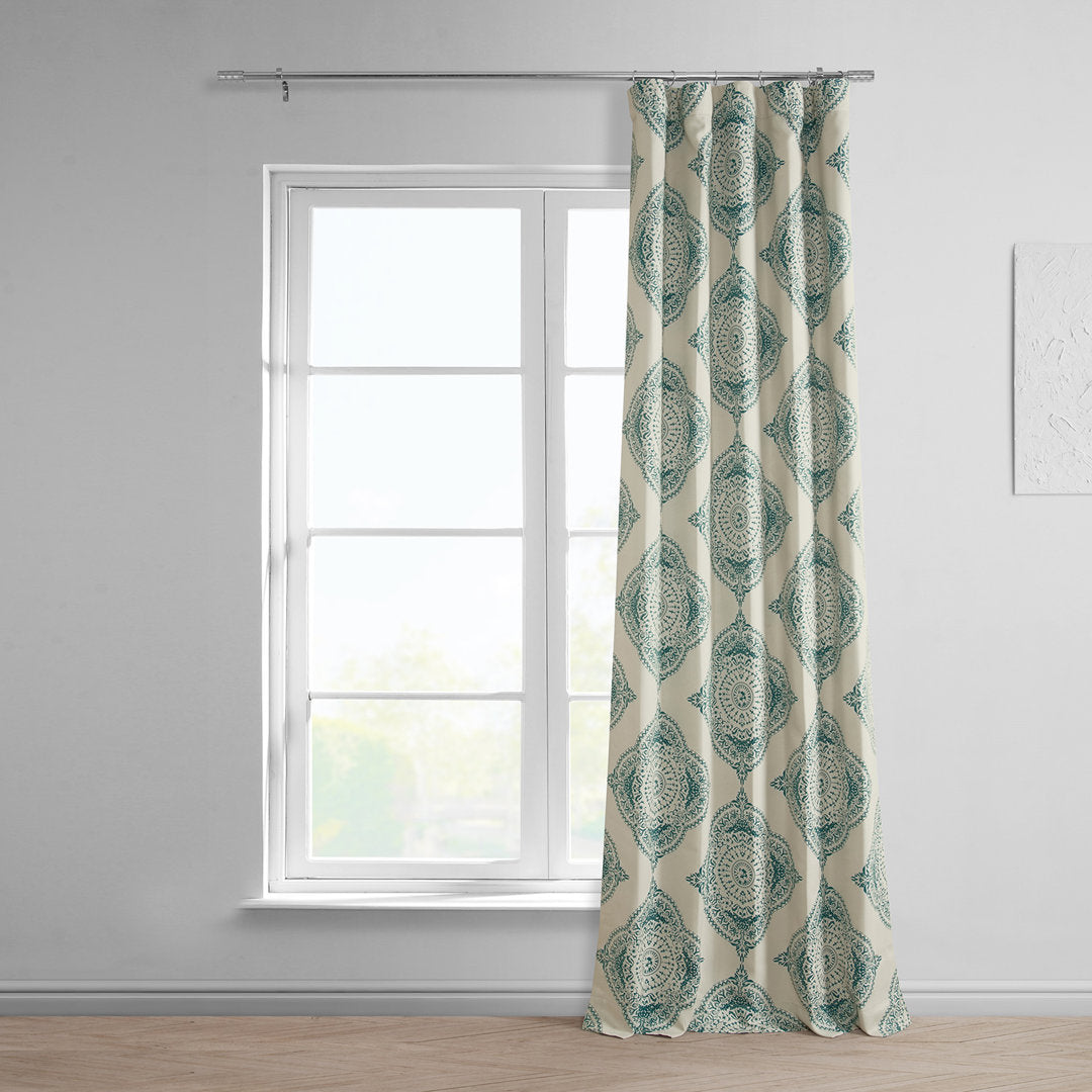 Klyszejko Majestic Medallion Printed Room Darkening Curtains for Living Room, Bedroom Single Panel Bungalow Rose Curtain Color: Teal Size per Panel: 50"W x 96"L