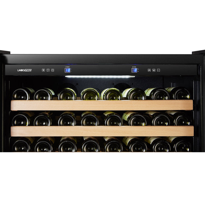 Lanbopro Black Single Zone Wine Cooler Glass French-Door 257 Bottle Capacity Lanbopro