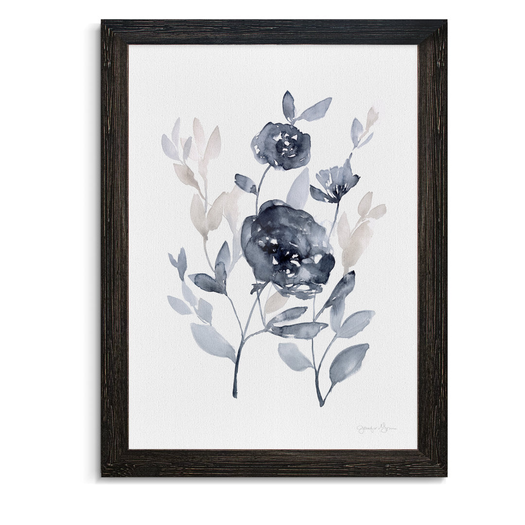 Peonies In Gray II' - Picture Frame Print on Glass Winston Porter Size: 32" H x 44" W x 1.25" D Format: Framed Ebony Canvas