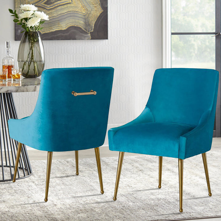 Magallanes Velvet Upholstered Side Chair (Set of 2) Willa Arlo™ Interiors Upholstery Color: Light Blue