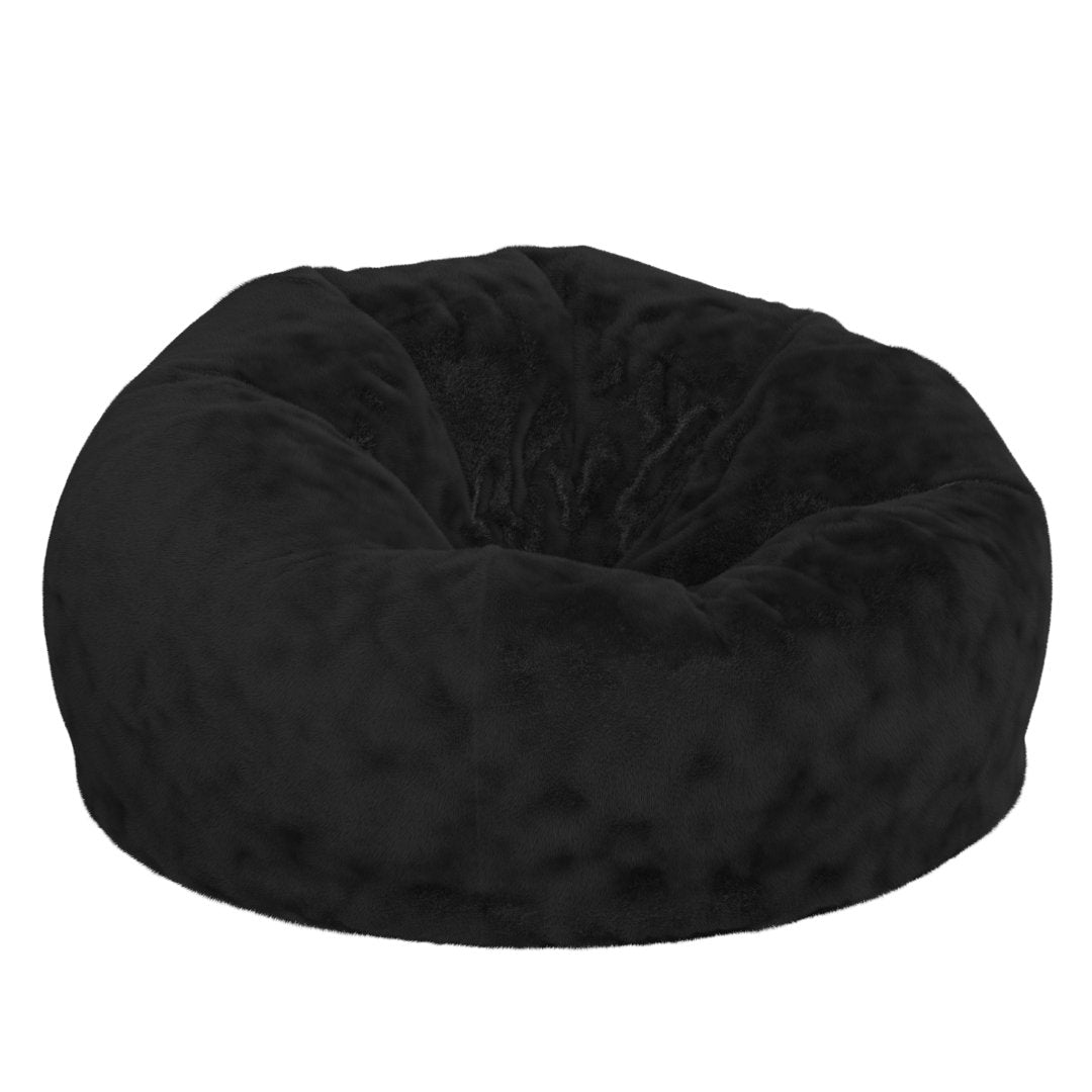Classic Refillable Cotton Bean Bag Chair Mack & Milo™ Size: Large Body Fabric: Black Fur