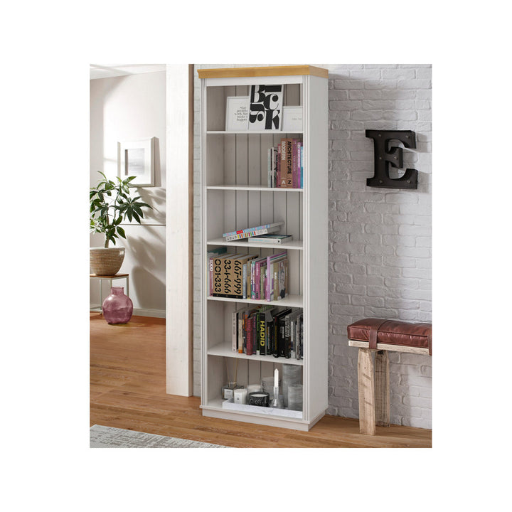 Ainsley 87" H 6 Shelf Bookcase Notio Color: White/Honey Configuration: Premium