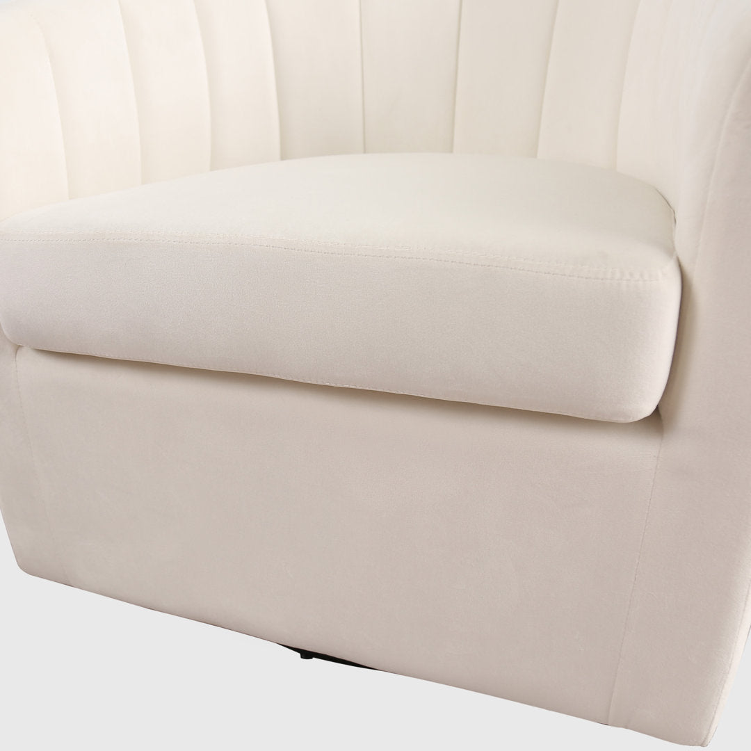 Lydia 29.5" Wide Velvet Upholstered Swivel Barrel Chair Latitude Run® Body Fabric: White Cotton Blend