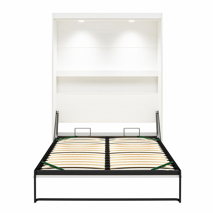 Makassar Murphy Bed with Gallery Shelf & Touch Sensor LED Lighting Wade Logan® Color: White Size: Full / Double