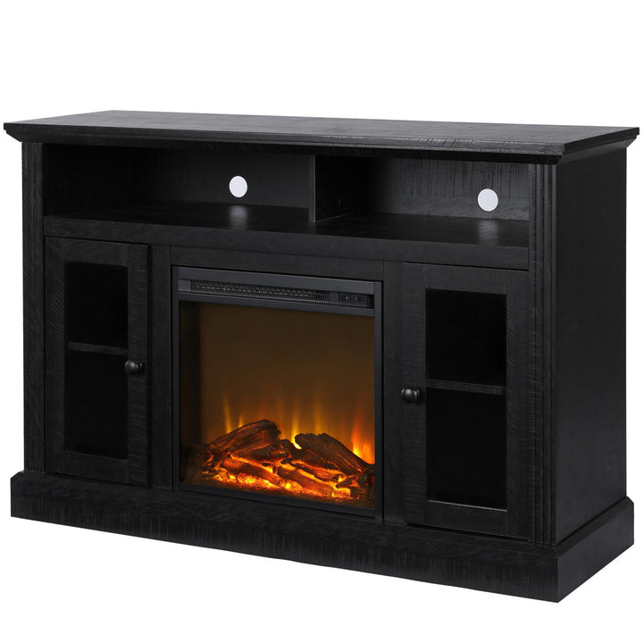 Tucci TV Stand for TVs up to 50" with Electric Fireplace Included Darby Home Co Color: Black