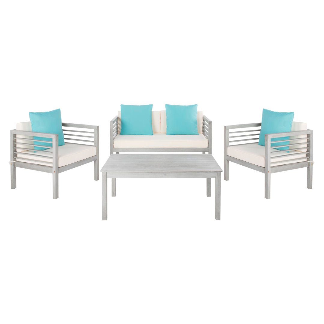 Arlethe 4 Piece Sofa Seating Group with Cushions Wade Logan® Frame Color/Cushion Color: Gray Frame/White Cushion