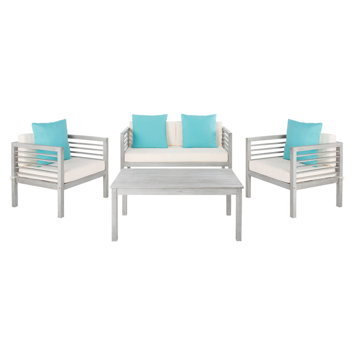 Arlethe 4 Piece Sofa Seating Group with Cushions Wade Logan® Frame Color/Cushion Color: Gray Frame/White Cushion