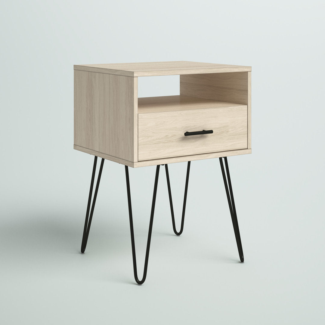 Adrow 1-Drawer Nightstand with Cubby Wade Logan® Color: Birch