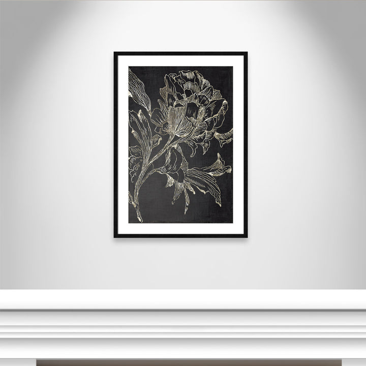 Golden Flower Folklore I by Asia Jensen - Picture Frame Graphic Art Print Joss & Main Size: 35.5" H x 25.5" W Format: Black Framed
