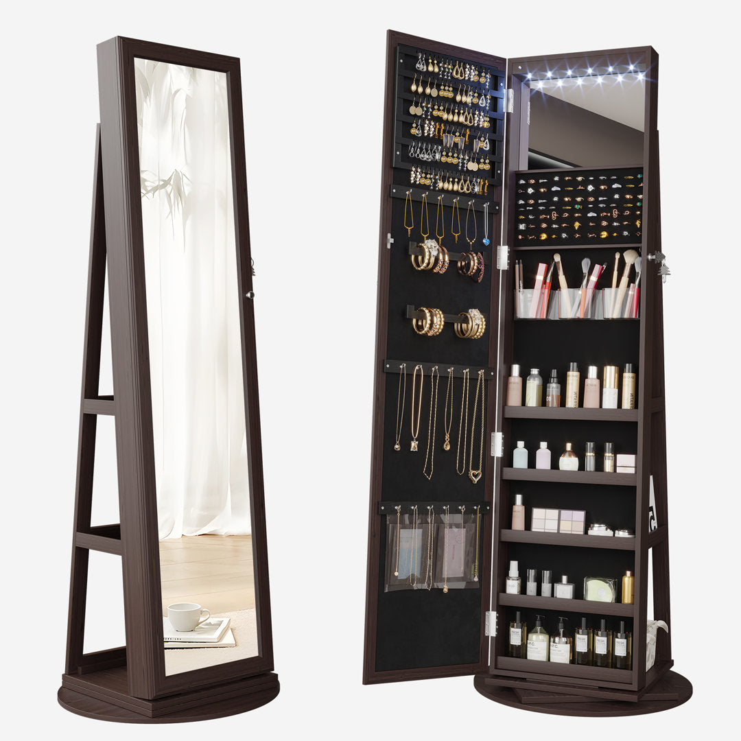 Chrisney 21.6'' Wide Jewelry Armoire with Mirror Loon Peak® Color: Brown