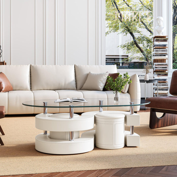 Addaly Abstract Coffee Table Orren Ellis Table Base Color: White