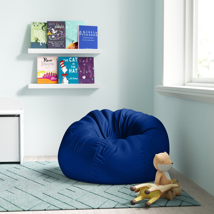 Classic Refillable Cotton Bean Bag Chair Mack & Milo™ Size: Small Body Fabric: Royal Blue Cotton Twill