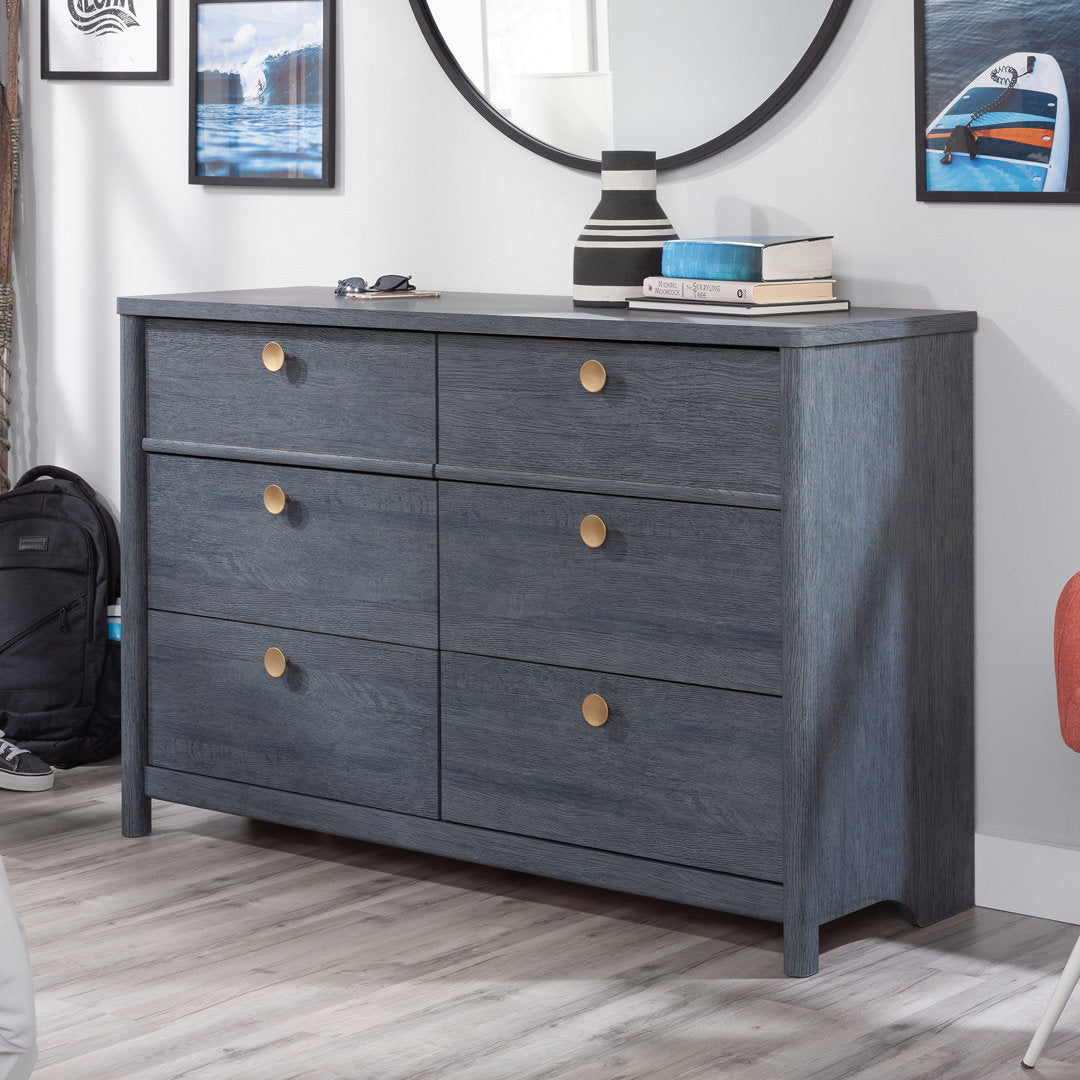 Ayva 6 Drawer 50.95" W Double Dresser Sand & Stable™ Color: Denim Oak