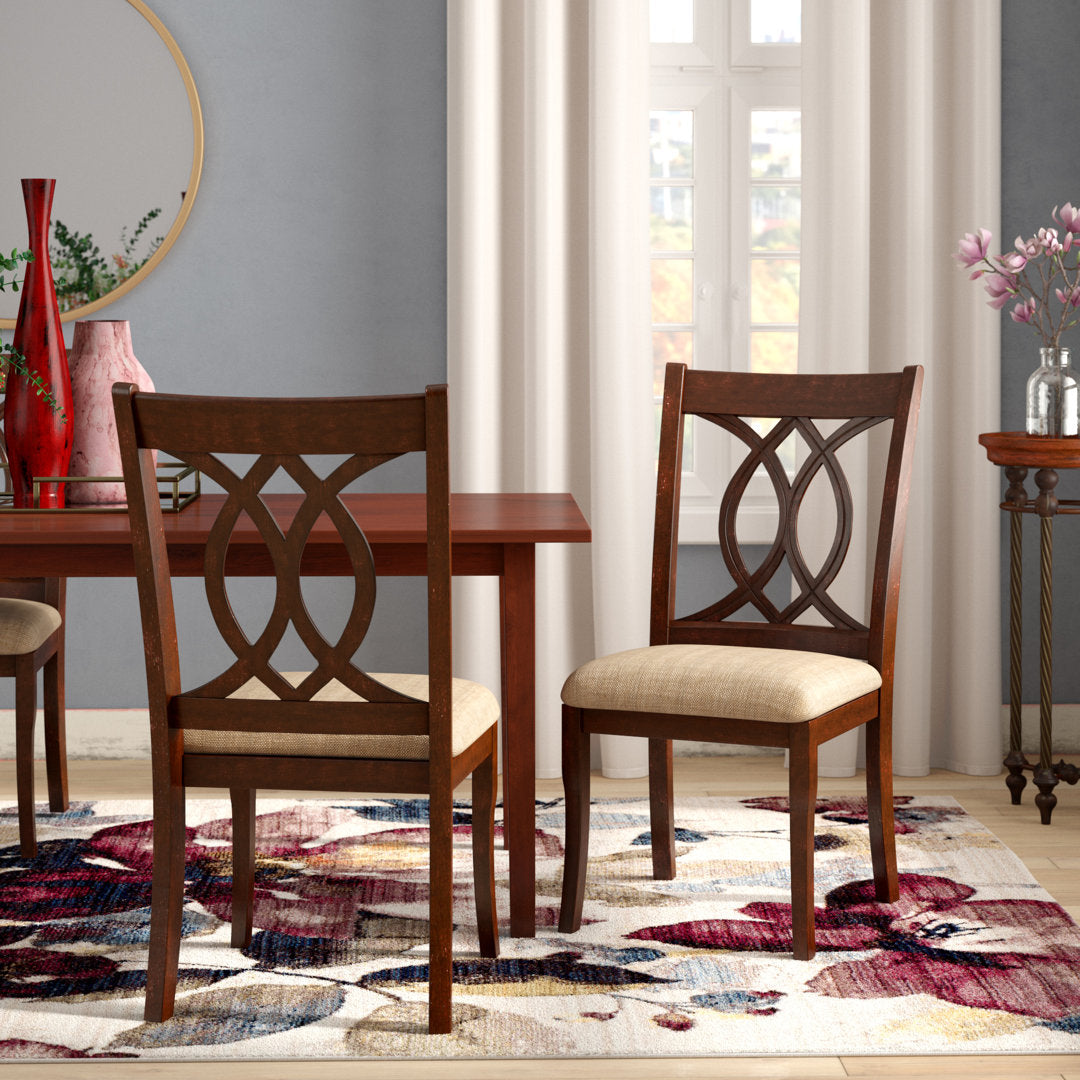 Gunderson Upholstered Queen Anne Back Side Chair in Brown Cherry/Beige (Set of 2) Lark Manor™