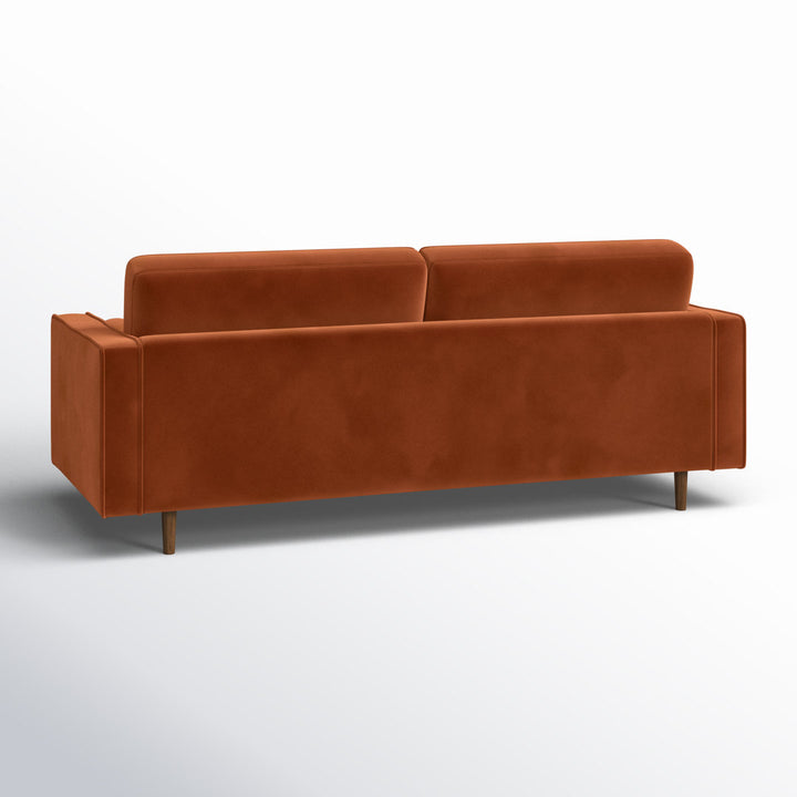 Geo 84" Upholstered Sofa AllModern Fabric: Bella Burnt Orange Performance Velvet
