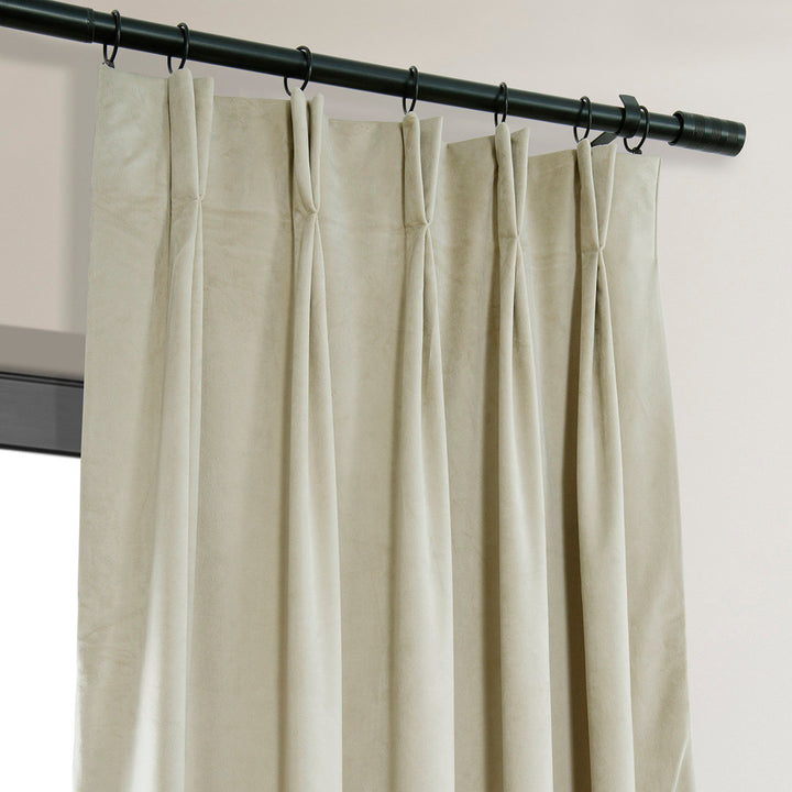 Balone French Pleated Signature Velvet Thermal Lined 100% Blackout Curtains for Bedroom & Living Room Curtains Single Panel Darby Home Co Curtain Color: Cool Beige Size per Panel: 25" W x 108" L