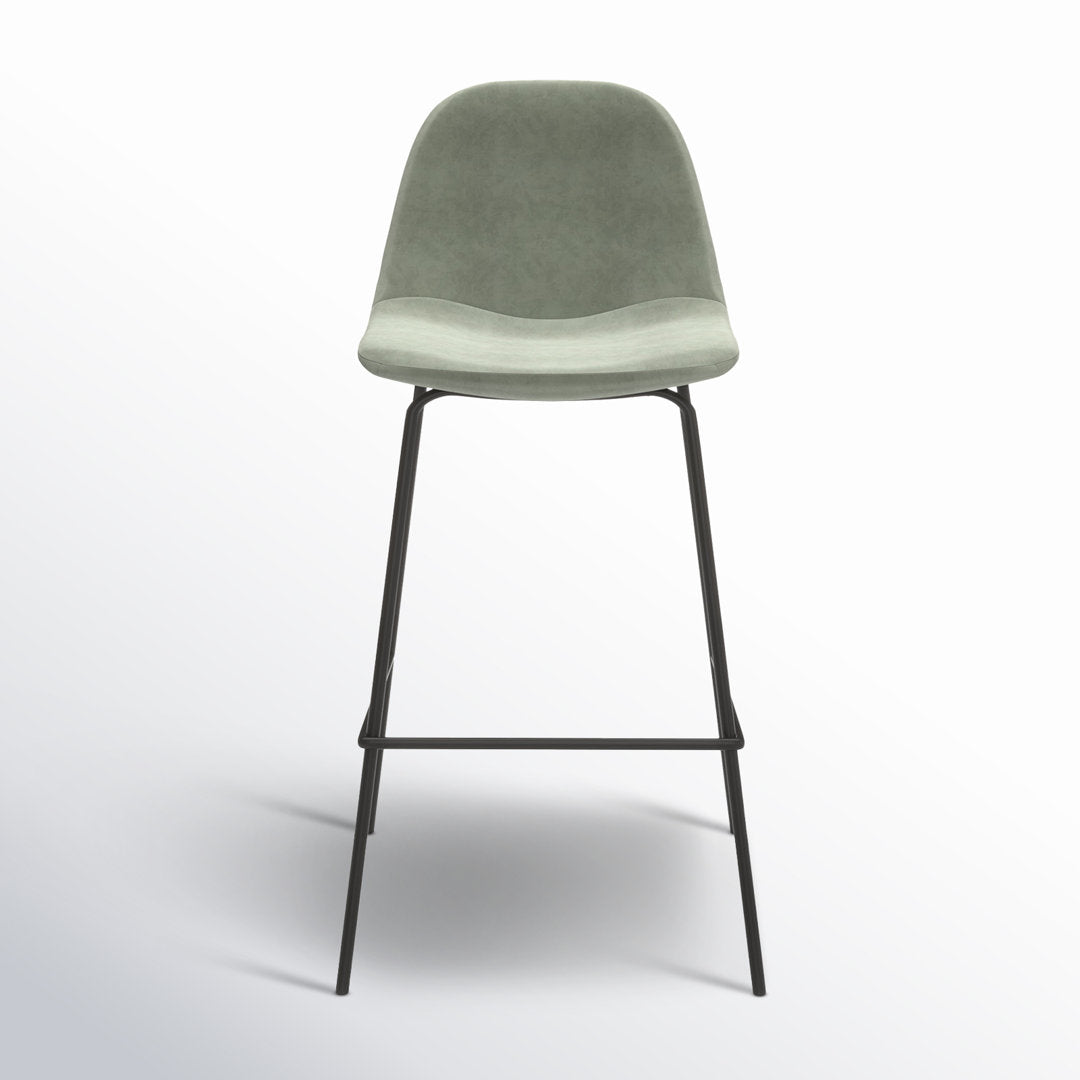 Kody Upholstered Bar & Counter Stool (Set of 2) AllModern Color: Bella Platinum Performance Velvet Seat Height: Counter Stool (23.5" Seat Height)