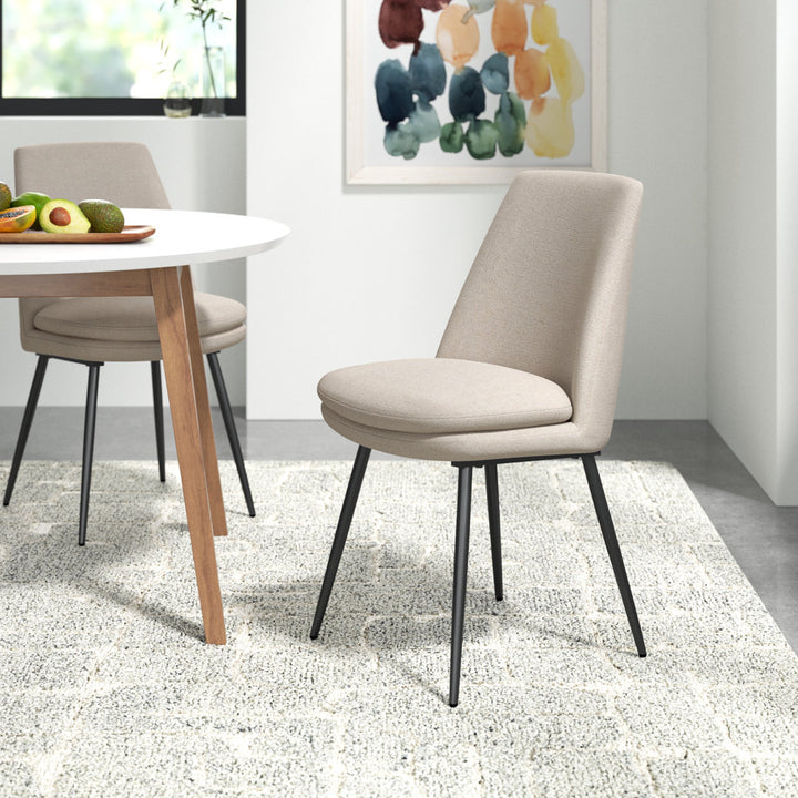 Moeller Upholstered Side Chair (Set of 2) Wade Logan® Upholstery Color: Beige , Leg Color: Iron Gray