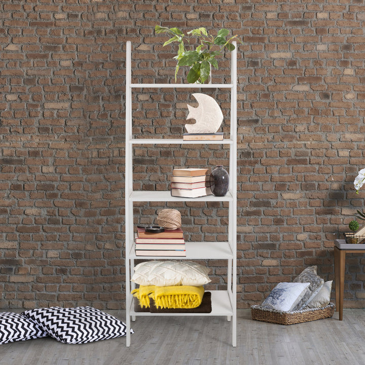Natrona 72.5" H x 25.25" W Solid Wood Ladder Bookcase Zipcode Design™ Color: White