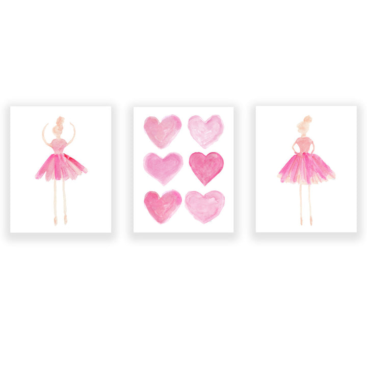 Little Girls Ballet Artwork, Paper Prints (Set of 3) Outside In Art Studio Color: All Hot Pink Size: 14" H x 11" W x 0.06" D