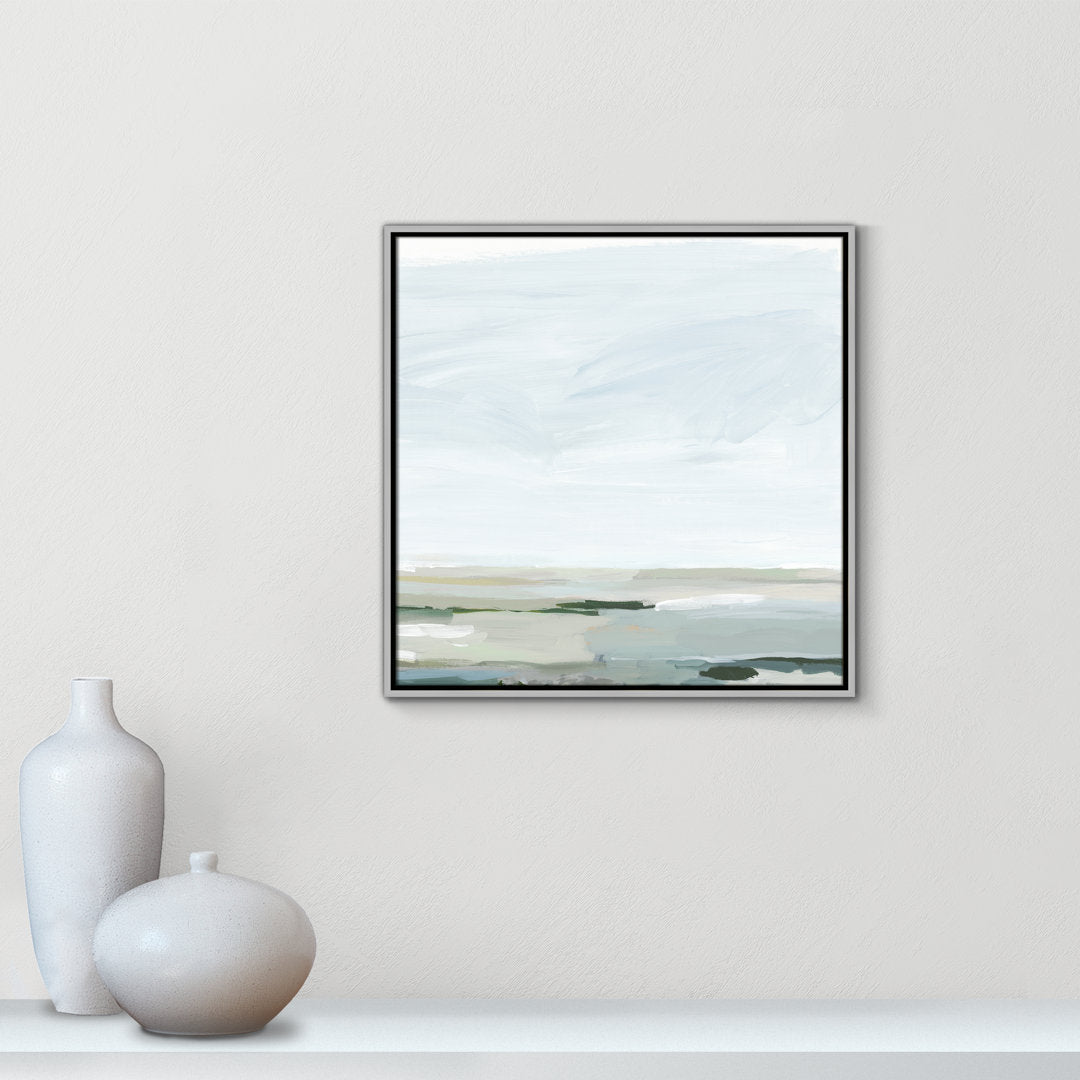 Pure Stillness - Floater Frame Painting Print on Canvas Joss & Main Size: 25.5" H x 25.5" W x 2" D Format: Silver