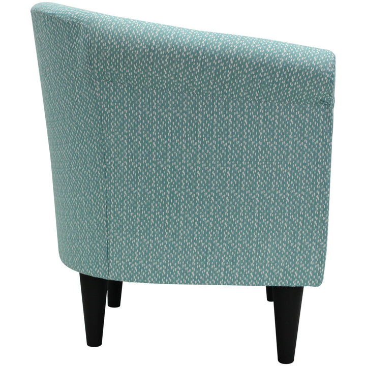 Liam 31.5" W Barrel Chair Zipcode Design™ Fabric OR Leather Type: Light Teal Blue/White Microfiber/Microsuede