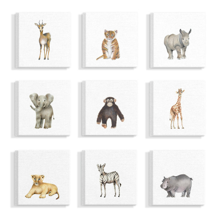 Aylin 'Watercolor Zoo Animal Illustration' 9 Piece Canvas Art Three Posts™ Baby & Kids