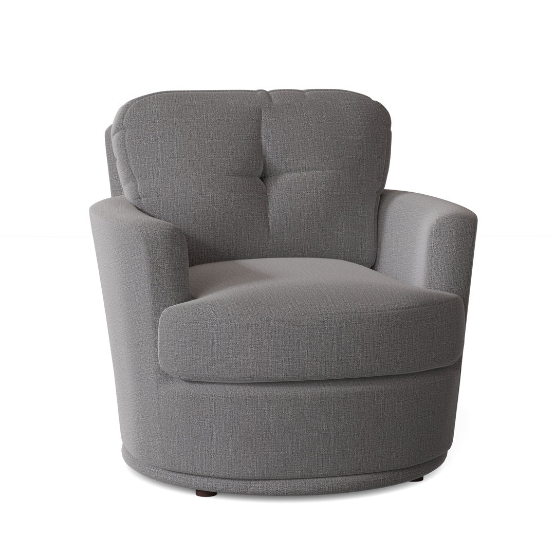 Towry 36" Wide Tufted Swivel Armchair Wade Logan® Fabric: Laguna Blue Floral Performance