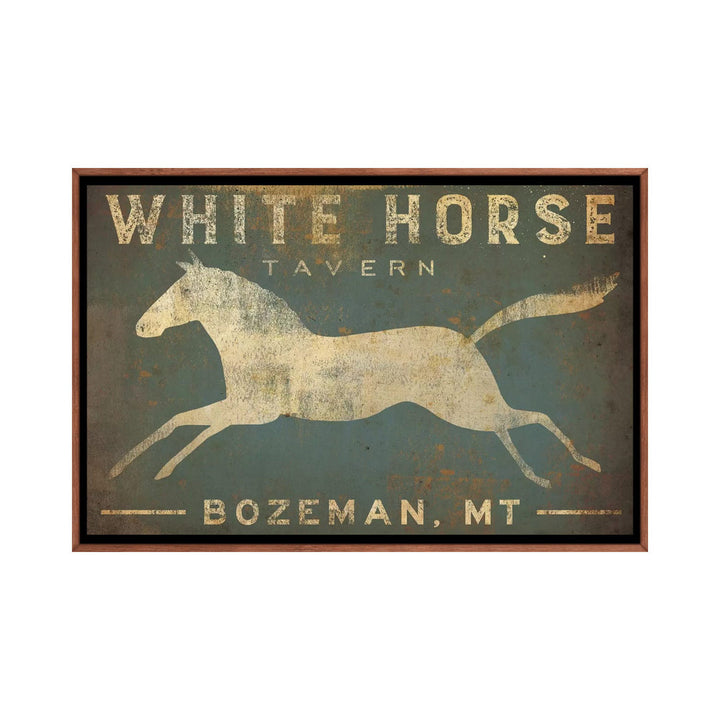 White Horse Tavern Textual Art on Wrapped Canvas East Urban Home Size: 18" H x 26" W x 1.5" D Format: Classic Wood Framed
