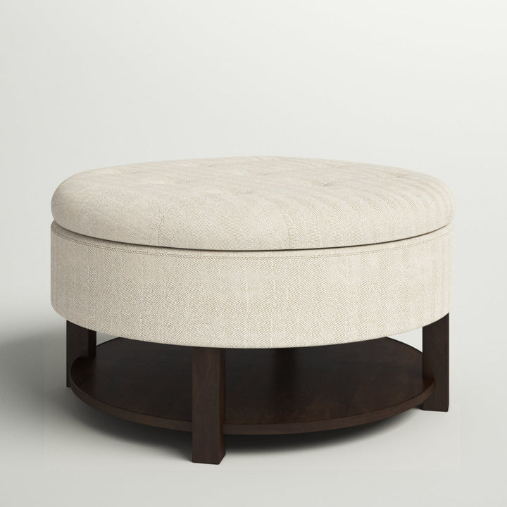 Miller Round Tufted Storage Ottoman Madison Park Upholstery Color: Cream