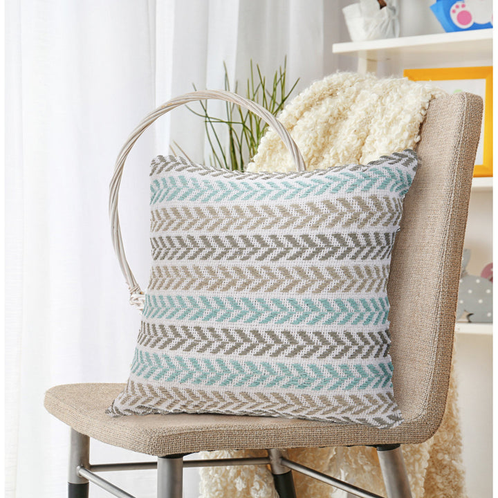 Hand-Woven Chevron Cotton Throw Pillow Rajani Home Color: Turquoise