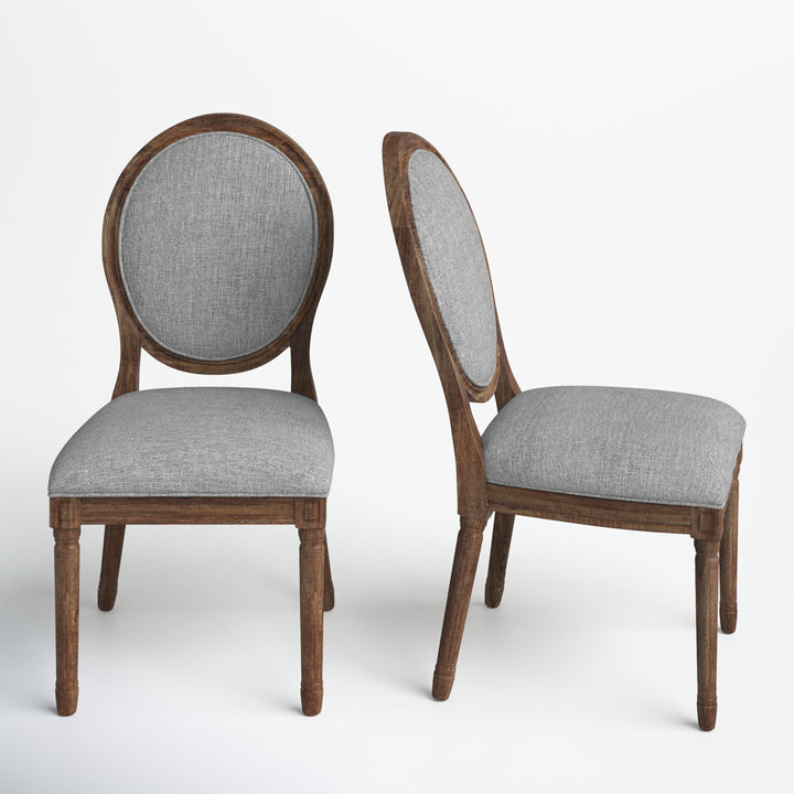 Libretto Linen Upholstered Side Chair (Set of 2) Kelly Clarkson Home Leg Color: Brown, Color: Gray Linen