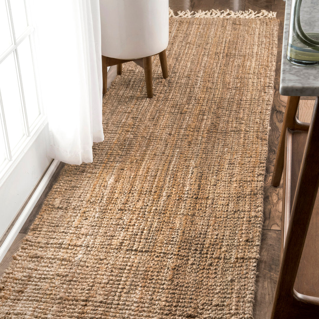 Werts Handmade Tufted Farmhouse Jute Tasseled Brown Rug Bay Isle Home™ Rug Size: Runner 2'6" x 8'