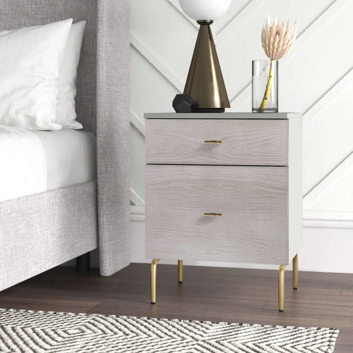 Linaris 2 - Drawer Nightstand Ivy Bronx Color: Gray/White Washed