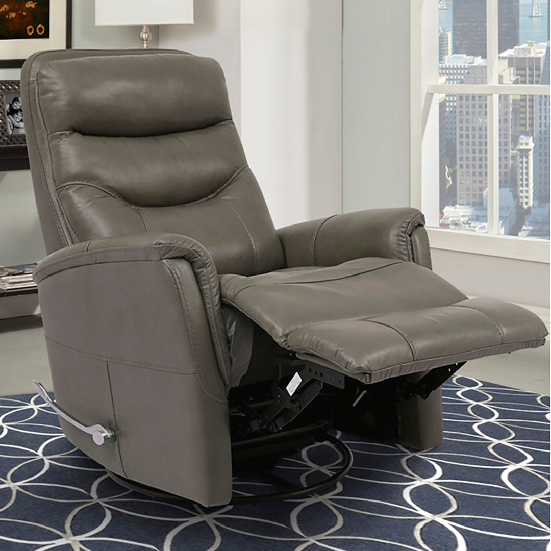 30" Top Grain Leather Manual Swivel Glider Recliner with Flared Arms Red Barrel Studio® Upholstery Color: Ice Genuine Leather