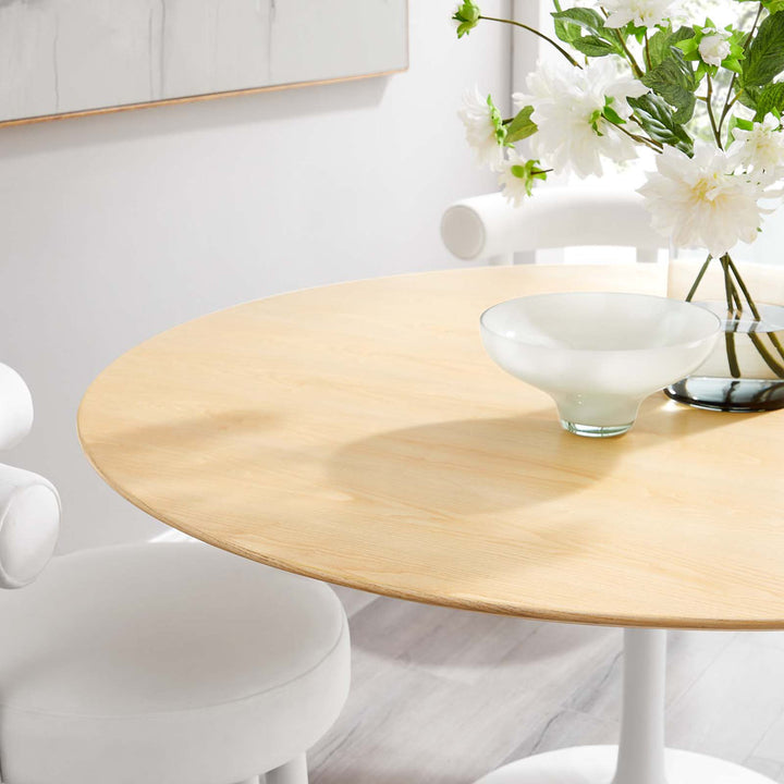 Silver Orchid Fein Oval Dining Table Wade Logan® Base Color: White, Top Color: Natural Size: 60" W x 60" L