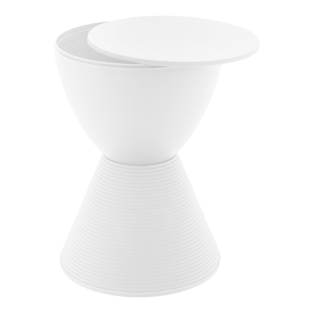 Durant Reversible Drum End Table with Storage – No Assembly Lightweight Accent Side Table for Indoor & Outdoor Use AllModern Color: White