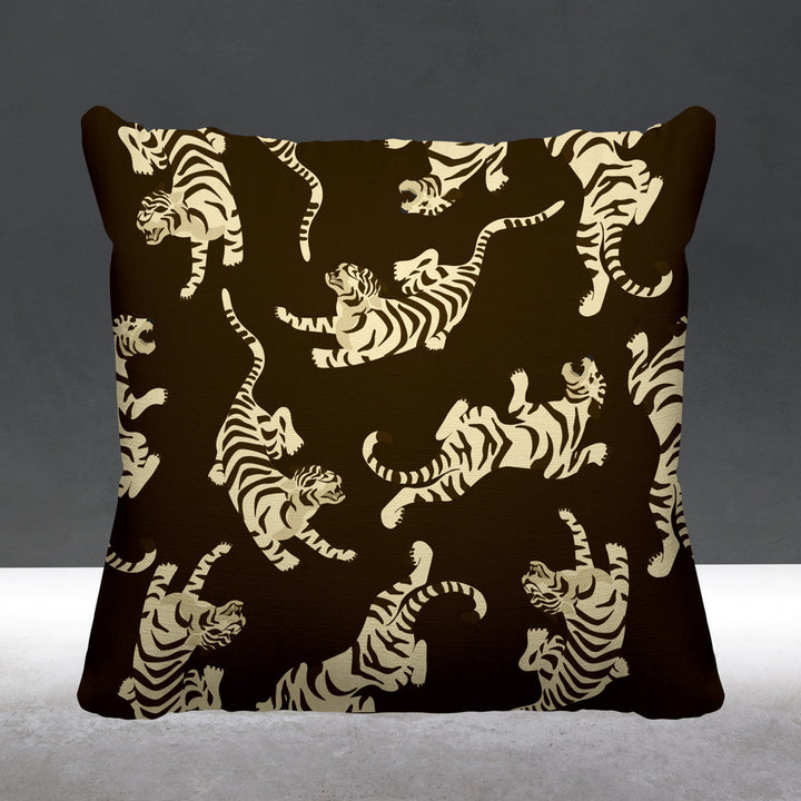 Tigger Boho Tiger Indoor/Outdoor Throw Pillow ULLI HOME Color: Brown Size: 17W" x 17H"