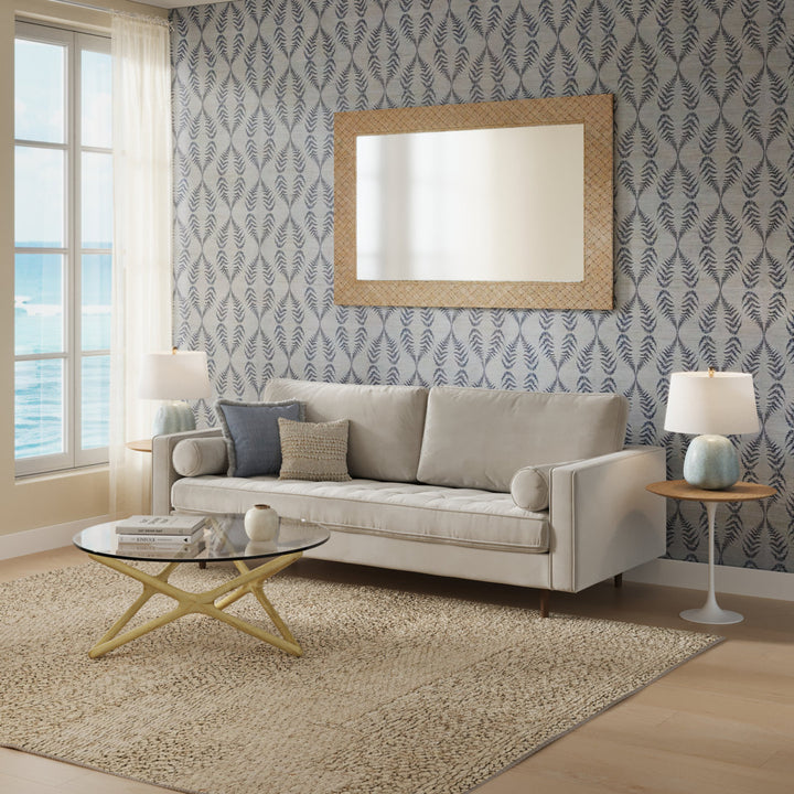 Geo 84" Upholstered Sofa AllModern Fabric: Bella Platinum Performance Velvet
