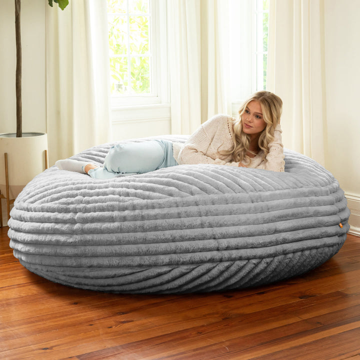 6 Foot Cocoon - Large Bean Bag Chair - Mondo Faux Fur Trule Upholstery Color: Gray