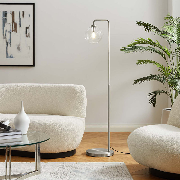 Modway Silo Glass Globe Glass and Metal Floor Lamp Modway Base Finish: Satin Nickel