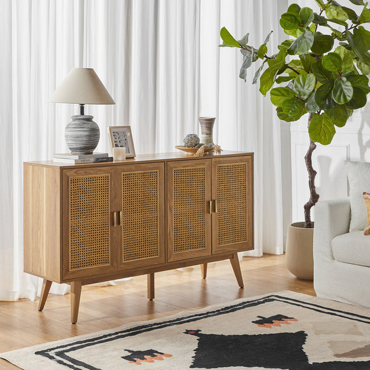Emily 56.8''Rattan TV Stand With Storage Kelly Clarkson Home Color: Walnut