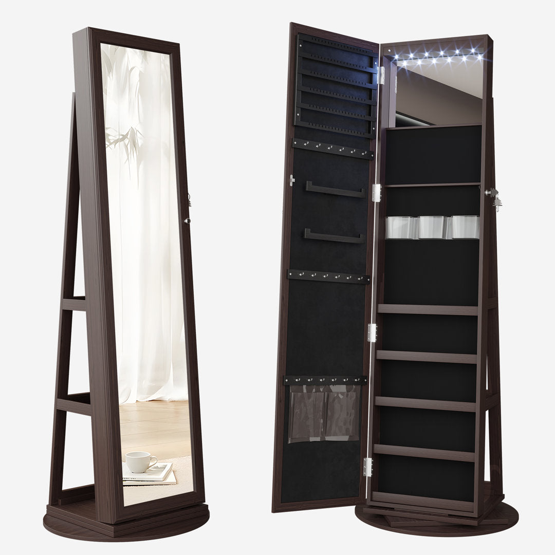 Chrisney 21.6'' Wide Jewelry Armoire with Mirror Loon Peak® Color: Brown