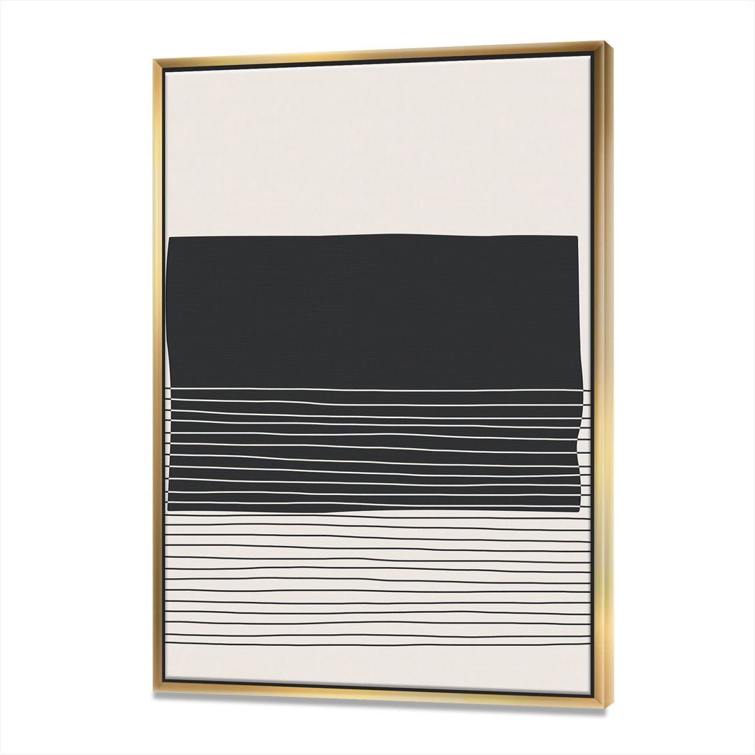 Kiro Minimal Geometric Lines and Squares VIII - Floater Frame Print on Canvas The Twillery Co.® Size: 46'' H x 36'' W x 1.5'' D Format: Gold Framed Canvas