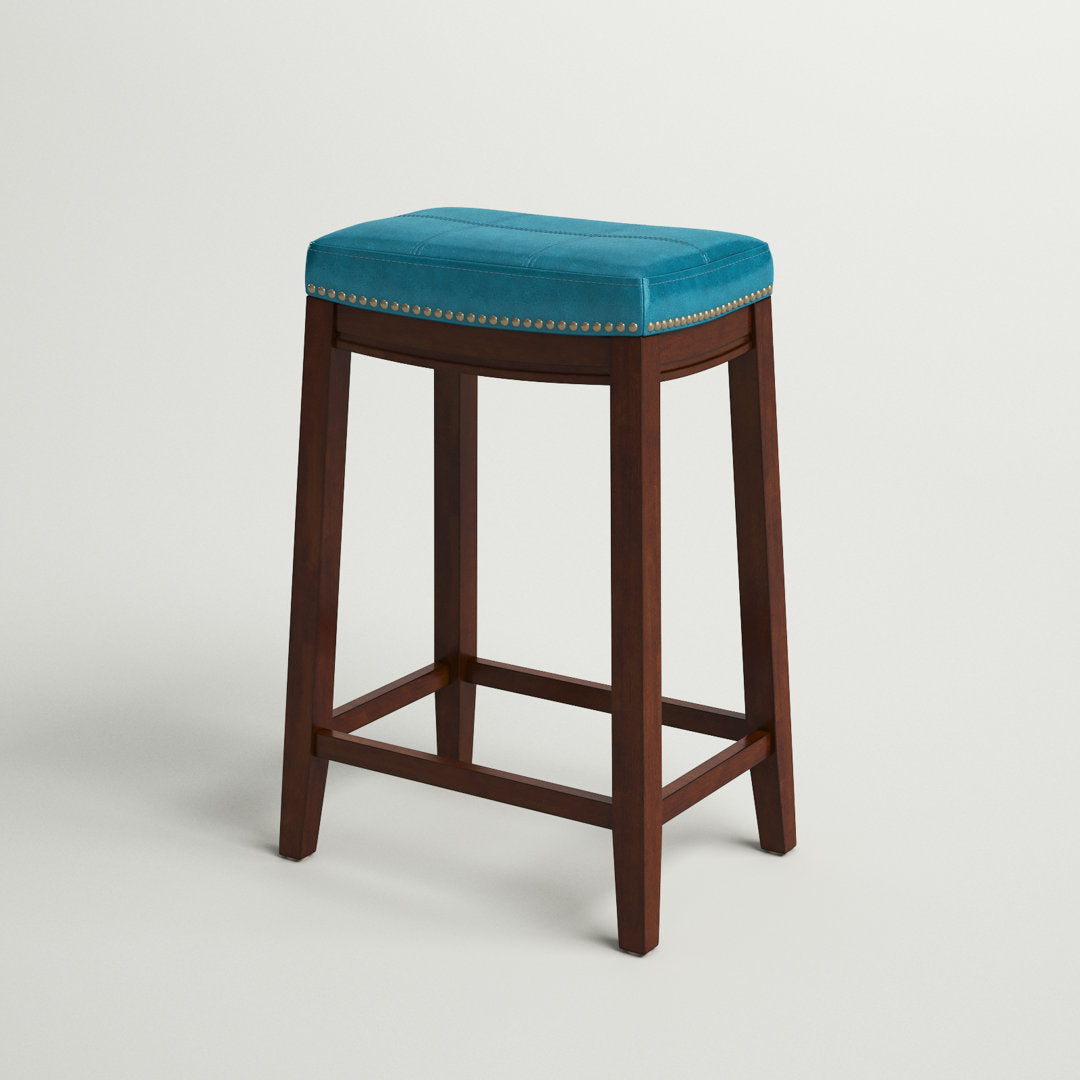 Arlyce Counter & Bar Solid Wood Backless Stool with Upholstered Seat Lark Manor™ Seat Height: Counter Stool (26.5" Seat Height)