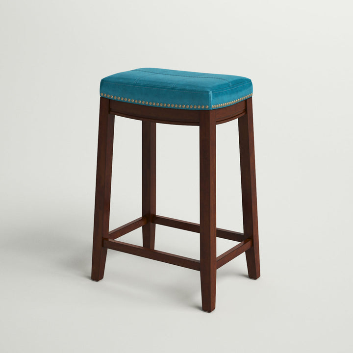 Arlyce Counter & Bar Solid Wood Backless Stool with Upholstered Seat Lark Manor™ Seat Height: Counter Stool (26.5" Seat Height)