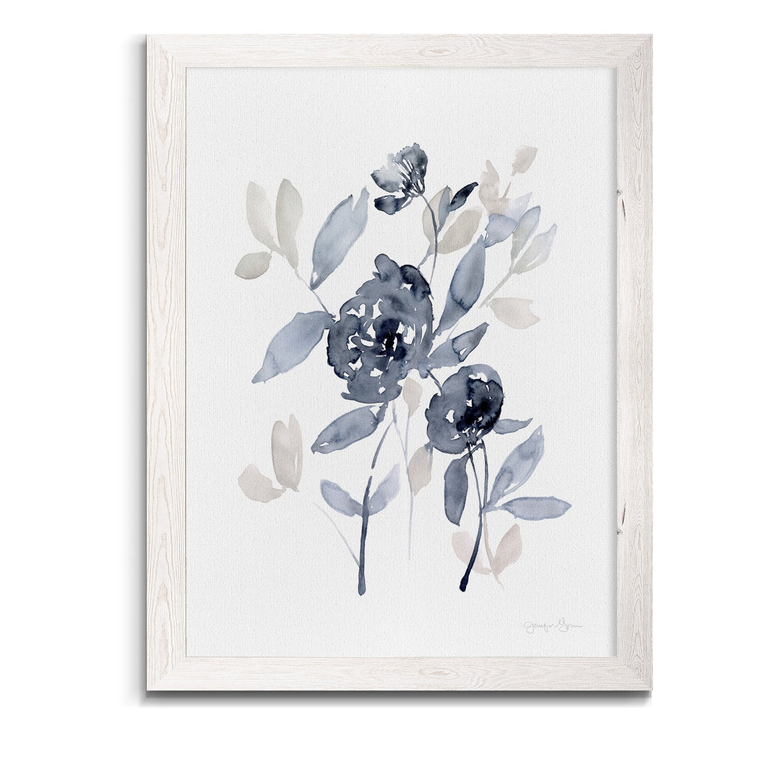 Peonies In Gray I' - Picture Frame Print on Glass Winston Porter Size: 32" H x 44" W x 1.25" D Format: Framed White Canvas