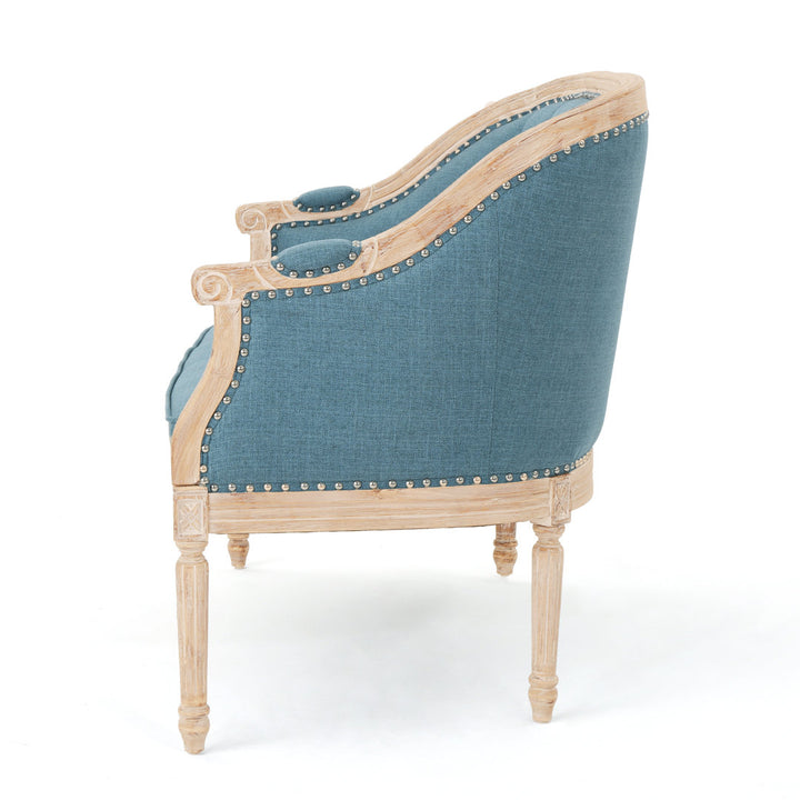 Atenea 49.5'' Upholstered & Birch Wood Loveseat August Grove® Upholstery Color: Blue