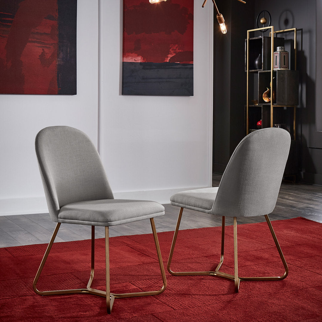 Ainhoa Linen Upholstered Side Chair (Set of 2) Etta Avenue™ Upholstery Color: Gray