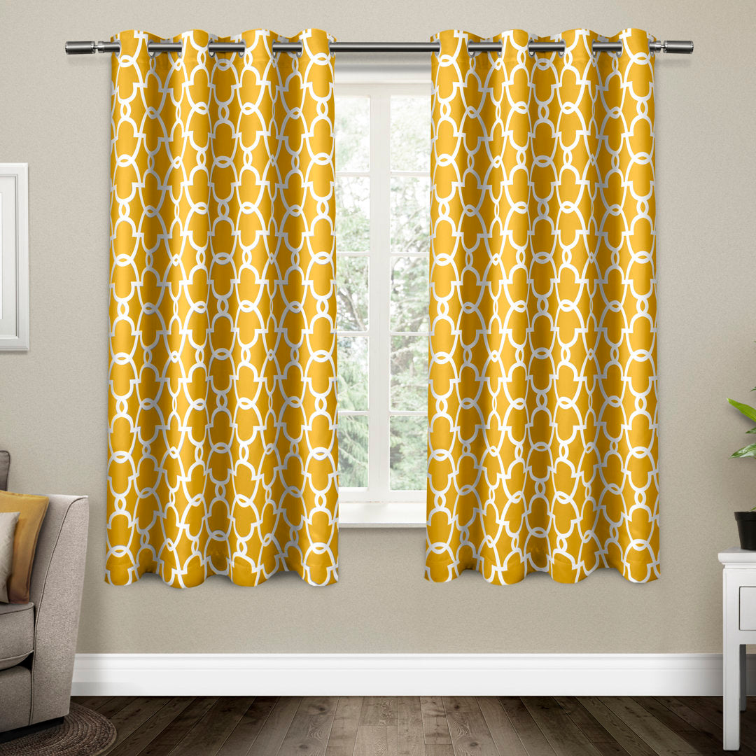 Andish Geometric Room Darkening Thermal Grommet Curtain Panels (Set of 2) Andover Mills™ Curtain Color: Yellow Size per Panel: 52" W x 63" L